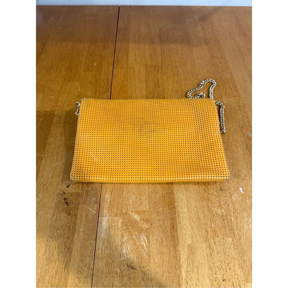 Henri Bendel Yellow Leather Gold Chain Crossbody Clutch Bag - Picture 7 of 12